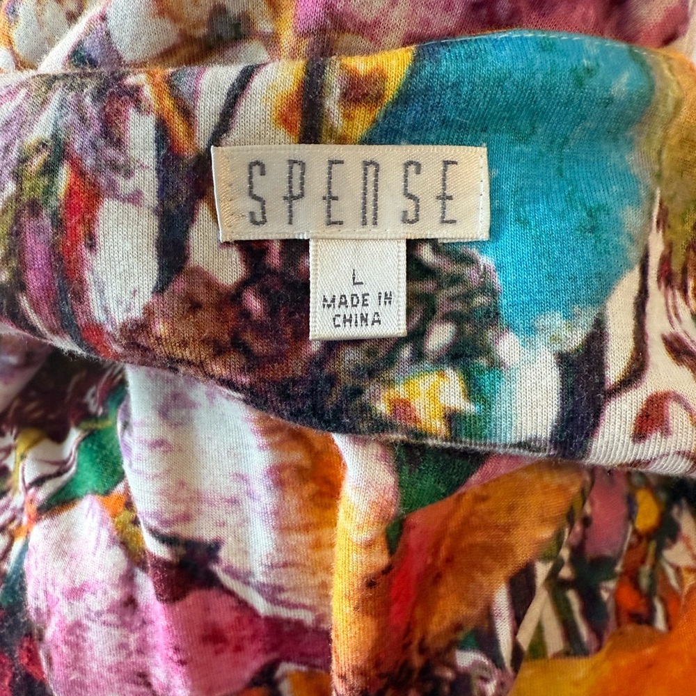 ♥️Spense Floral Multicolor Women's Cold Shoulder Top Size Large - Picture 10 of 10